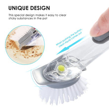 Load image into Gallery viewer, Double Brush Kitchen Cleaning Scrubber With Refill Liquid Soap Dispenser - midtownperfection
