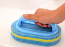 Load image into Gallery viewer, Bathroom Toilet Cleaning Brush Plastic Handle Sponge Bottom - midtownperfection
