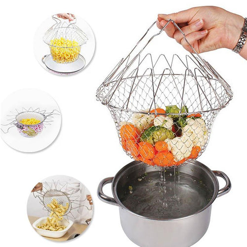 Foldable Steam Rinse Strain Fry Chef Basket - midtownperfection