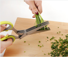 Load image into Gallery viewer, Green Onion Five-layer Stainless Steel Multi-function Scissors - midtownperfection
