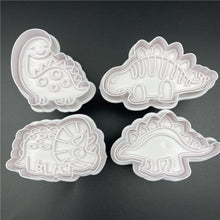 Load image into Gallery viewer, 4Pcs/Set Dinosaur Plastic Decorative Biscuit Mold Cookie Cutter Stamp - midtownperfection
