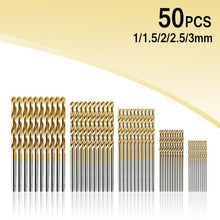 Load image into Gallery viewer, 50Pcs Titanium Coated High Speed Steel Drill Bits - midtownperfection
