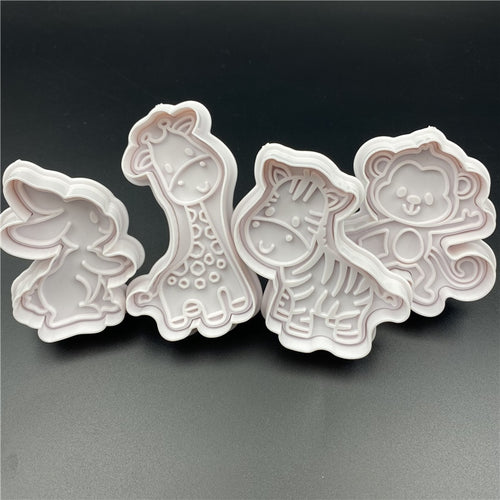 4Pcs/Set Rabbit Monkey Plastic Biscuit Mold  Cookie Cutter Stamp - midtownperfection