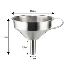 Load image into Gallery viewer, Stainless Steel Kitchen Funnel With Removable Strainer Filter - midtownperfection
