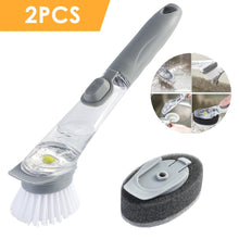 Load image into Gallery viewer, Double Brush Kitchen Cleaning Scrubber With Refill Liquid Soap Dispenser - midtownperfection
