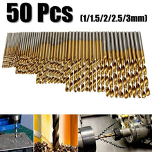 Load image into Gallery viewer, 50Pcs Titanium Coated High Speed Steel Drill Bits - midtownperfection
