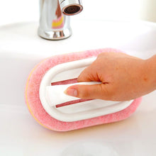 Load image into Gallery viewer, Bathroom Toilet Cleaning Brush Plastic Handle Sponge Bottom - midtownperfection
