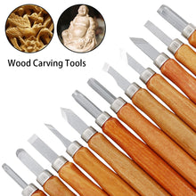 Load image into Gallery viewer, 12pcs Wood Carving Chisel Knife Tools Set DIY Woodcut Knife Sculpture Set Woodworking Pottery Ceramic Clay Hand Tool - midtownperfection
