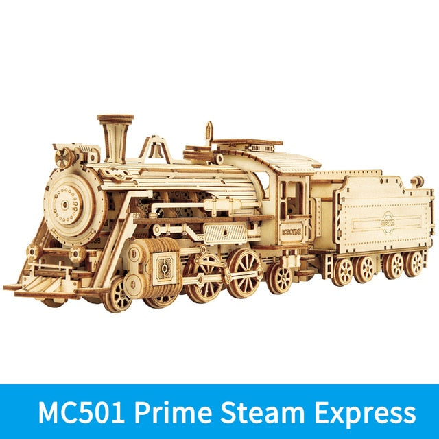 Robotime ROKR Train Model 3D Wooden Puzzle Toy Assembly Locomotive Model Building Kits for Children Kids Birthday Gift - midtownperfection