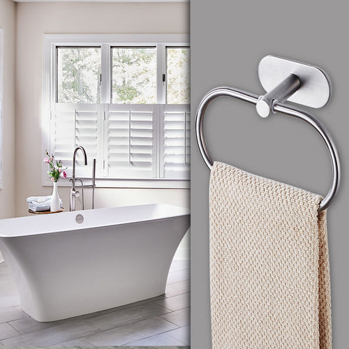 Bathroom Towel Holder Stainless Steel Towel Ring Holder Hanger Wall-Mounted Round Towel Rings Home Hotel Bathroom Accessory - midtownperfection