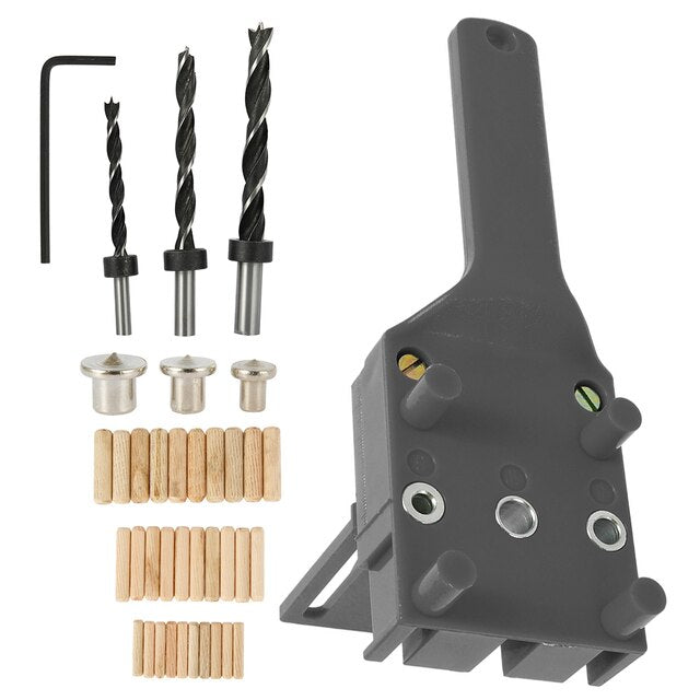 Quick Wood Doweling Jig ABS Plastic Handheld Pocket Hole Jig System 6/8/10mm Drill Bit Hole Puncher For Carpentry Dowel Joints - midtownperfection