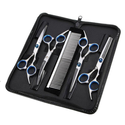 5pcs/Set Stainless Steel Pet Dogs Grooming Scissors Suit Hairdresser Scissors For Dogs Professional Animal Barber Cutting Tools - midtownperfection