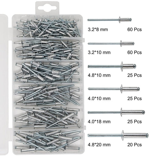 Multiple Sizes Aluminum Dome Head Blind Pop Rivets Assorted Set,215Pcs - midtownperfection