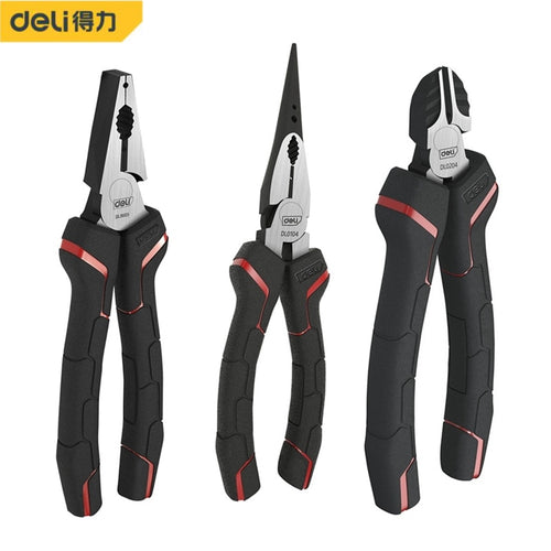 DeLi Long Nose Labor-Saving Pliers Chrome-Vanadium Steel Clamp Handle Wire Cutters, Needle-nose Pliers, Diagonal Pliers - midtownperfection