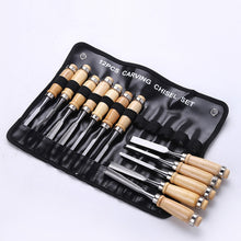 Load image into Gallery viewer, 12pcs Professional Wood Carving Chisel Knife Hand Tool Set For Basic Detailed Carving Woodworkers Gouges - midtownperfection
