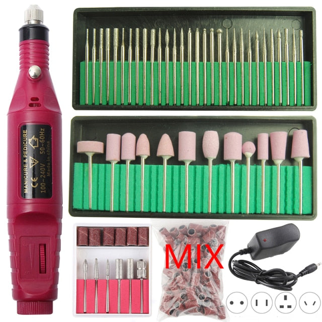 1 Set Electric Nail Drill Machine Milling Cutters Set for Manicure Pedicure Salon Nail File Strong Nail Drill Equipment Tools - midtownperfection