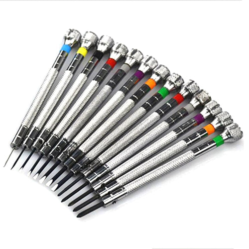 13PCs Metal 0.6-2.0mm Screwdrivers Set Professional Slotted Cross Screwdriver Kit Watchmakers Watch Repair Tools - midtownperfection