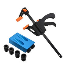 Load image into Gallery viewer, ZK30 15 Degree Oblique Hole Locator Angle Drilling Locator Aluminium Woodworking Drill Bits Jig Clamp Kit Guide Wood Hand Tools - midtownperfection
