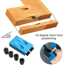 Load image into Gallery viewer, ZK30 15 Degree Oblique Hole Locator Angle Drilling Locator Aluminium Woodworking Drill Bits Jig Clamp Kit Guide Wood Hand Tools - midtownperfection
