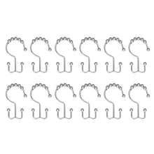 Load image into Gallery viewer, 12 pcs Stainless Steel Curtain Hooks Bath Curtain Rollerball Shower Curtain Rings Hooks 5 Rollers Polished Satin Nickel Ball - midtownperfection
