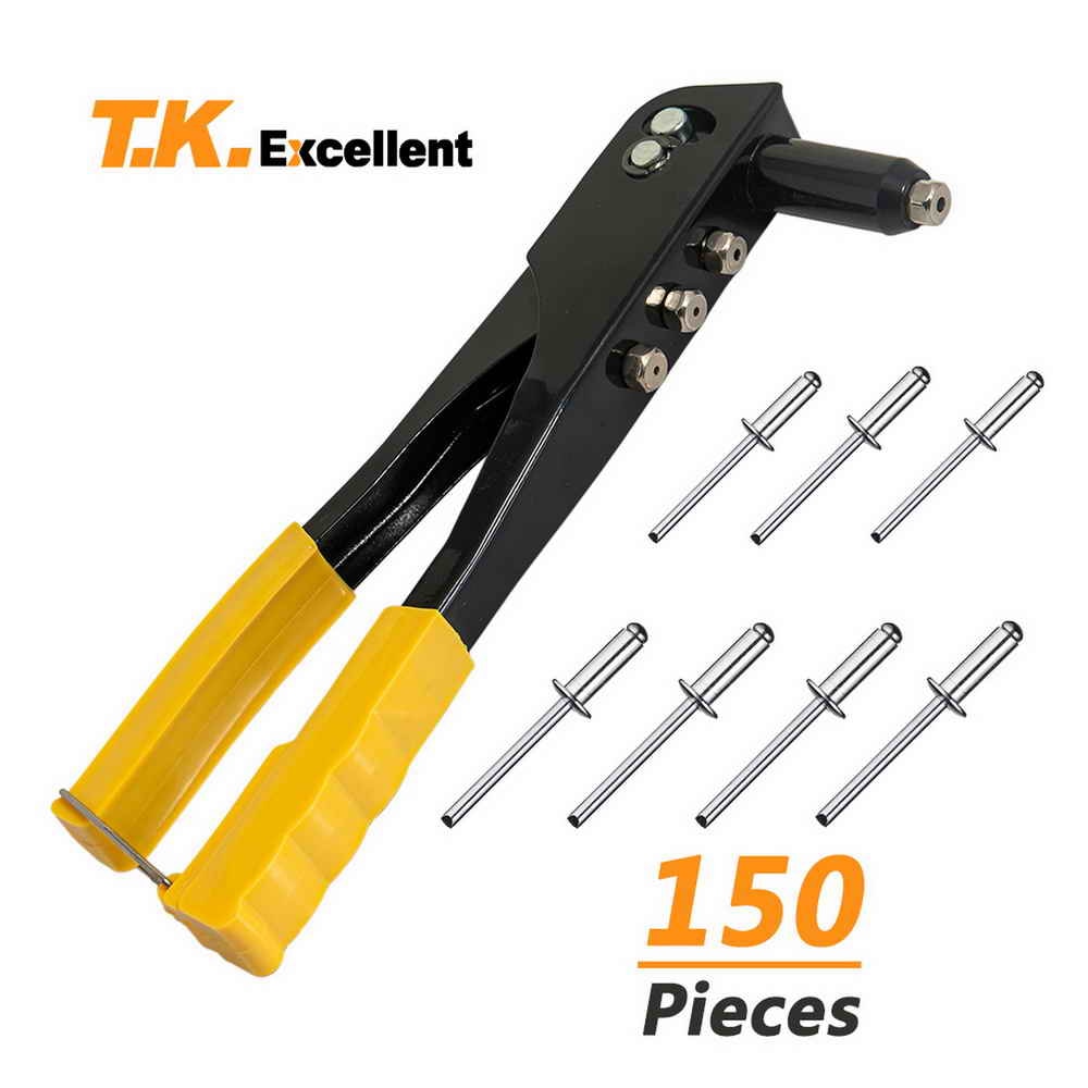 Heavy Duty Riveter Set,Pop Rivet Gun and 150Pcs Blind Rivets Assortment Kit Hand tools rivet nut tool - midtownperfection