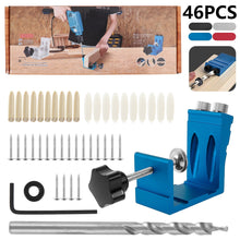 Load image into Gallery viewer, Pocket Hole Drill Puncher Jig Kit Angle Drill Guide Set for Wood Hole Saw Step Drill Bits Screwdriver Bit Woodworking Tools - midtownperfection
