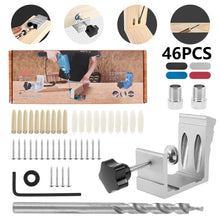 Load image into Gallery viewer, Pocket Hole Drill Puncher Jig Kit Angle Drill Guide Set for Wood Hole Saw Step Drill Bits Screwdriver Bit Woodworking Tools - midtownperfection
