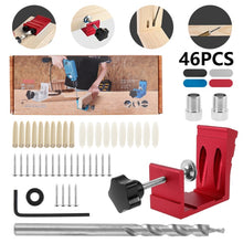 Load image into Gallery viewer, Pocket Hole Drill Puncher Jig Kit Angle Drill Guide Set for Wood Hole Saw Step Drill Bits Screwdriver Bit Woodworking Tools - midtownperfection
