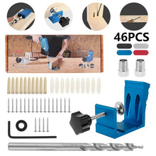 Load image into Gallery viewer, Pocket Hole Drill Puncher Jig Kit Angle Drill Guide Set for Wood Hole Saw Step Drill Bits Screwdriver Bit Woodworking Tools - midtownperfection
