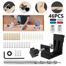 Load image into Gallery viewer, Pocket Hole Drill Puncher Jig Kit Angle Drill Guide Set for Wood Hole Saw Step Drill Bits Screwdriver Bit Woodworking Tools - midtownperfection
