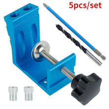 Load image into Gallery viewer, Pocket Hole Drill Puncher Jig Kit Angle Drill Guide Set for Wood Hole Saw Step Drill Bits Screwdriver Bit Woodworking Tools - midtownperfection
