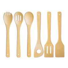 Load image into Gallery viewer, 6 Bamboo Wood Spoons And Spatula Non-stick Cookware And Wok Cookware Sturdy And Practical Kitchen Tools - midtownperfection
