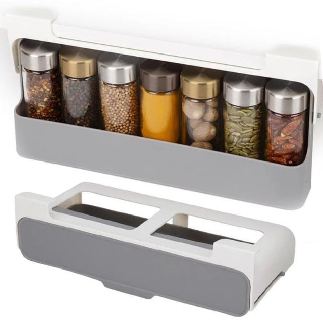 New Kitchen Under-Shelf Organizer Spice Rack Seasoning Holder Drawer Spice Holder Spice Bottle Storage Kitchen Accessories - midtownperfection