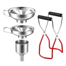 Load image into Gallery viewer, Funnel Can Lifting Tongs Set Canning Funnel Hoppers Filter Canning Jar Lifter With Grip Mason Jar Glass Lifter Kitchen Tool - midtownperfection
