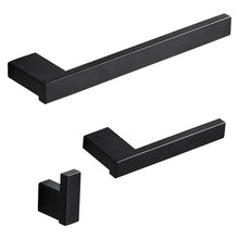 Load image into Gallery viewer, 3 Pcs Matte Black Bathroom Accessories Set Stainless Steel Wall Mount Includes 12&quot; Towel Rack Bar Toilet Paper Robe Hooks - midtownperfection
