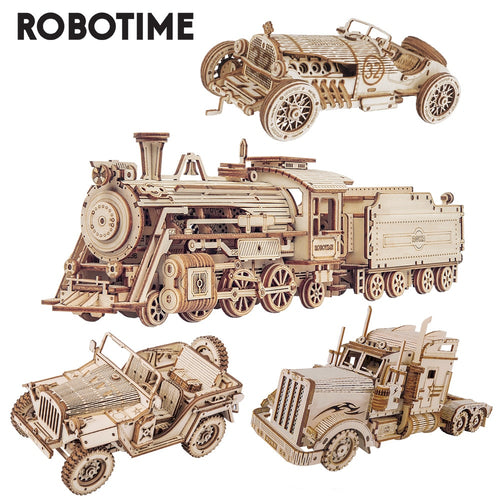 Robotime ROKR Train Model 3D Wooden Puzzle Toy Assembly Locomotive Model Building Kits for Children Kids Birthday Gift - midtownperfection