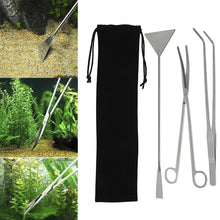 Load image into Gallery viewer, 3pcs Aquarium Tank Cleaning Tools Stainless Steel Fish Tank Scissor Tweezer with Bag Aquatic Plants Set for Aquarium Maintenance - midtownperfection
