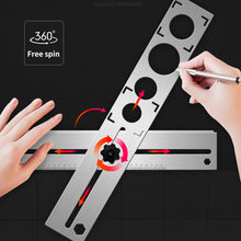 Load image into Gallery viewer, Multi-Functional Stainless Steel Ceramic Tile Hole Locator Ruler Adjustable Punching Hand Measure Tools For House Decorated Work - midtownperfection
