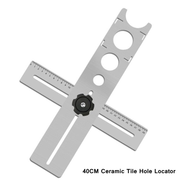 Multi-Functional Stainless Steel Ceramic Tile Hole Locator Ruler Adjustable Punching Hand Measure Tools For House Decorated Work - midtownperfection