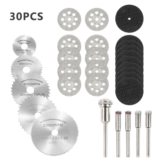 30 Pcs Diamond Cutting Discs Metal Saw Blade Set Cutting Tool Saw Blades for Dremel Metal Cutter Power Tools Wood Cutting Discs - midtownperfection