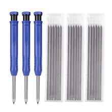 Load image into Gallery viewer, Solid Carpenter Pencil Set Hole Mechanical Pencil Refill Construction Marker Marking Tool for Carpenter Scriber Woodworking Arch - midtownperfection
