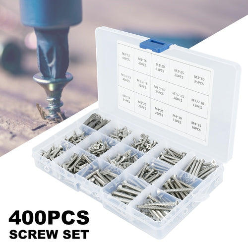 400 Pcs Screw Assortment Kit Self Drilling Self Tapping Metal Screws for Wood Sheet Metal Drywall Screws Screw Organizer - midtownperfection